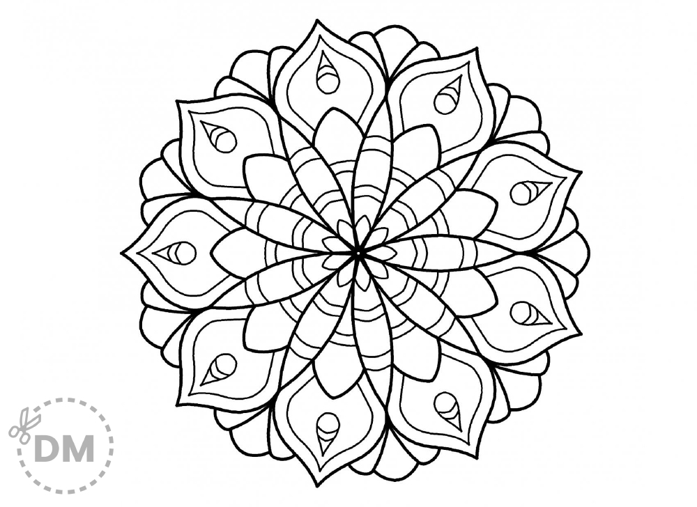 Simple mandala coloring page for kids and adults