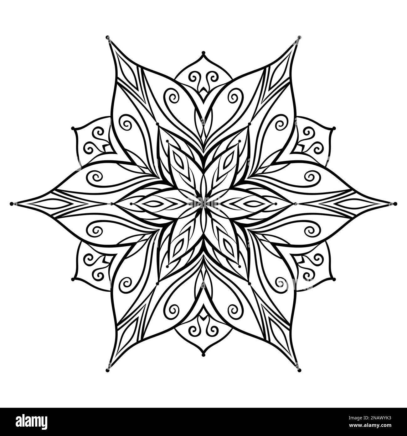 Flower mandala coloring page simple symmetric floral shape for mindful coloring stock vector image art