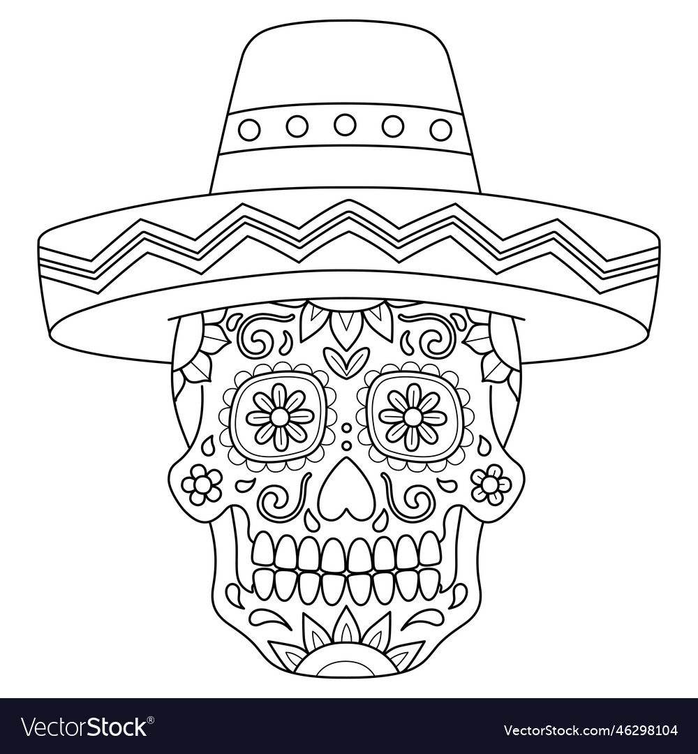 Dia de los muertos isolated coloring page for kids