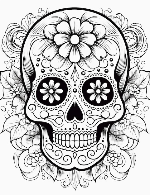 Premium ai image coloring page for coloring book dia de los muertos