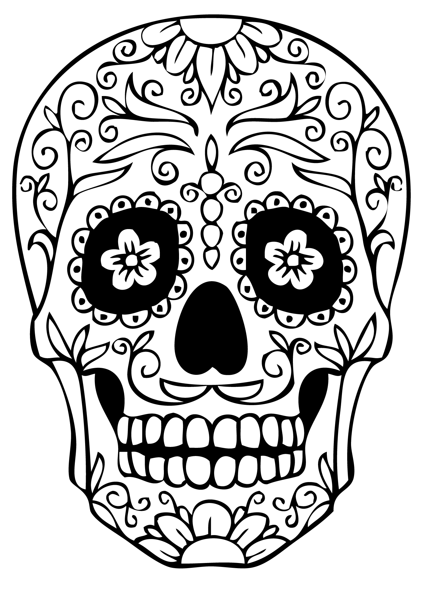 Drawing of dãas de los muertos day of the dead free to download and color