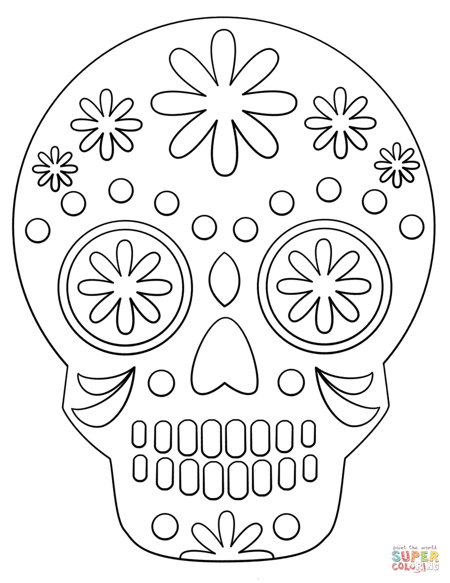 Simple sugar skull coloring page free printable coloring pages