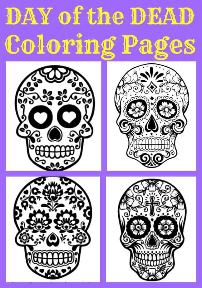 Day of the dead coloring pages for kids
