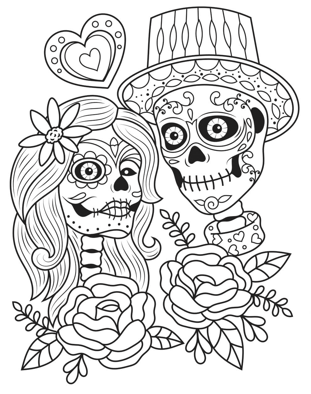 Day of the dead coloring pages printable for free download