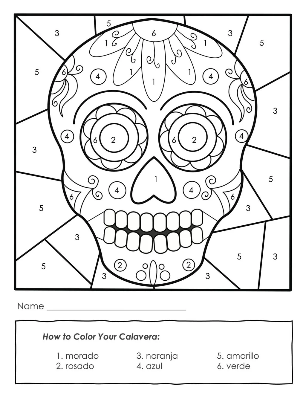 Sugar skull coloring pages and masks for dãa de muertos