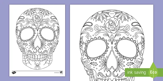 Sugar skull coloring page day of the dead usa