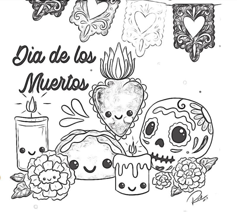 Mexican dãa de muertos coloring page
