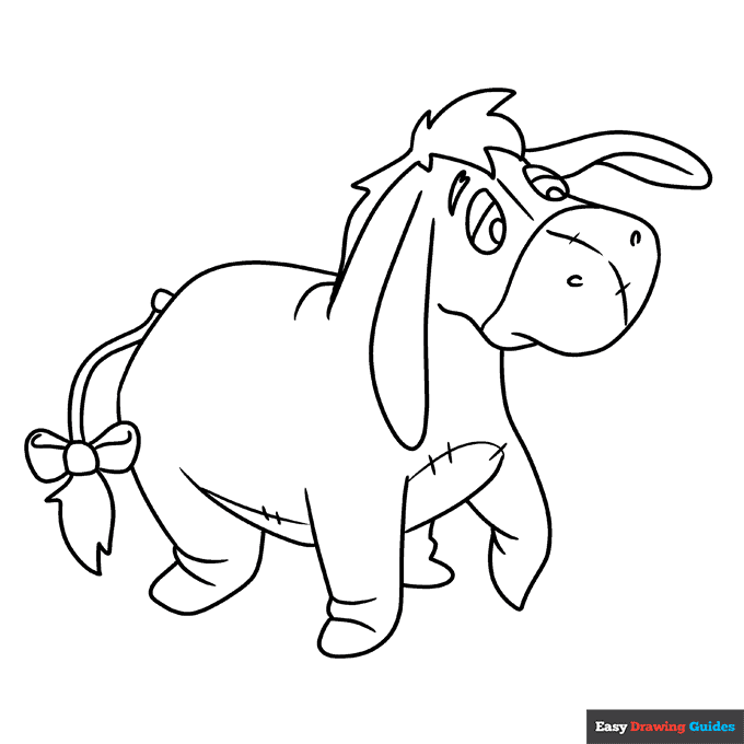 Eeyore coloring page easy drawing guides