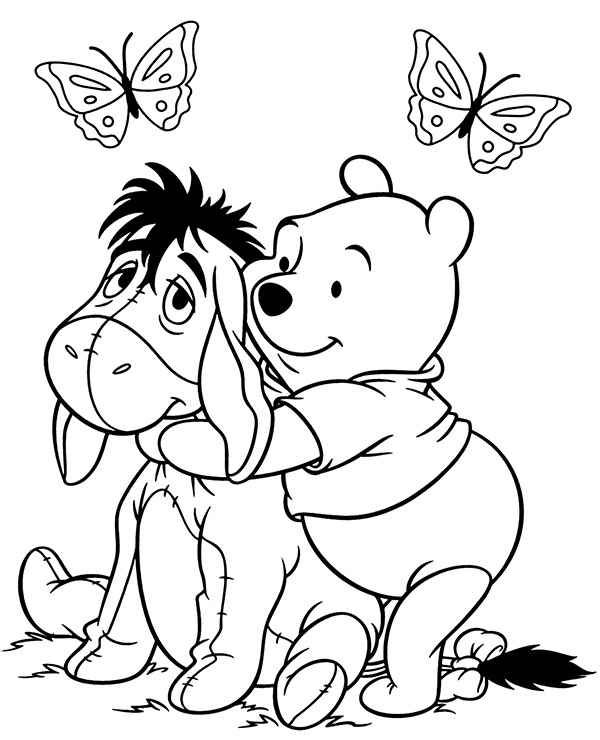 Pooh with eeyore coloring page