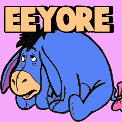 Drawing eeyore from winnie the pooh series in easy steps tutorial