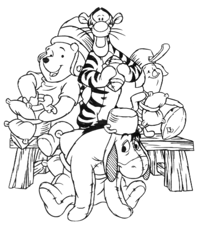 Pooh piglet eeyore and tigger coloring page free printable coloring pages