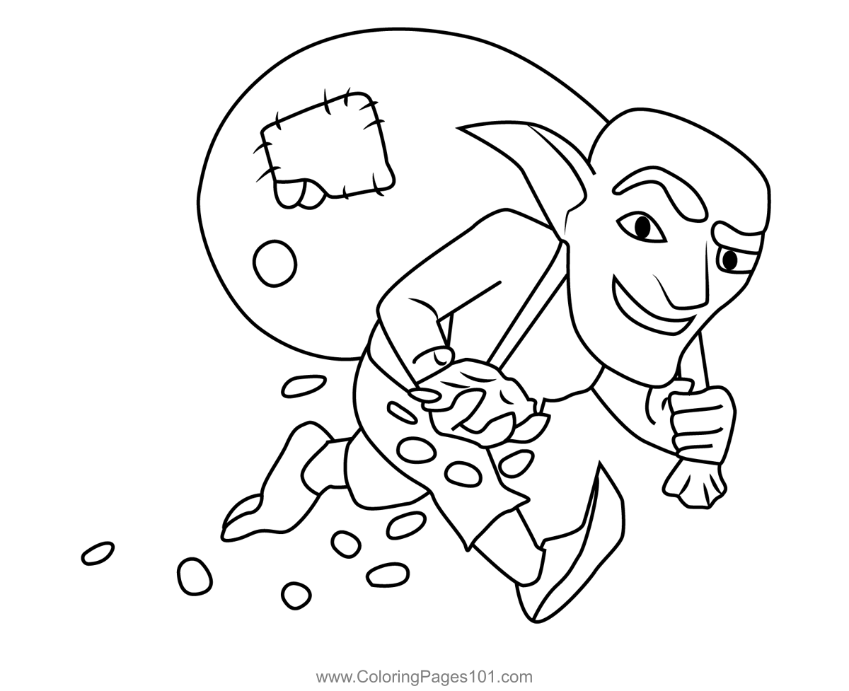 Goblin clash of clans coloring page coloring pages love coloring pages free printable coloring pages