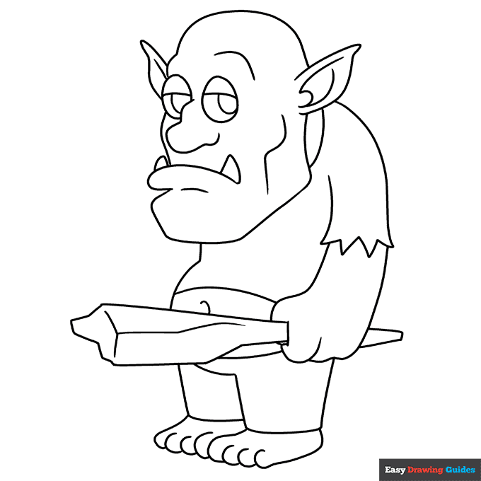 Troll coloring page easy drawing guides