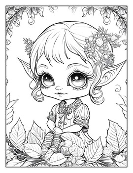 Christmas kawaii goblins coloring page by art coloring book tpt