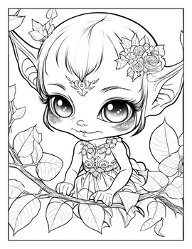 Christmas kawaii goblins coloring page by art coloring book tpt
