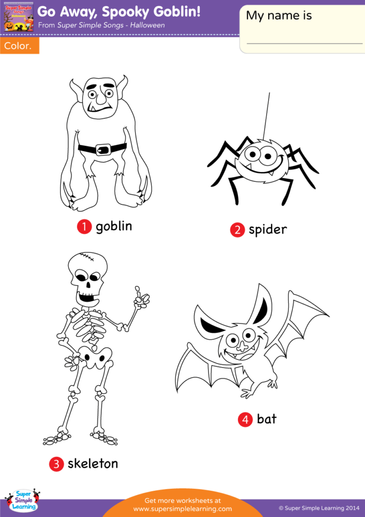 Go away spooky goblin worksheet