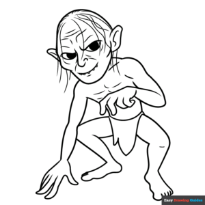 Gollum coloring page easy drawing guides