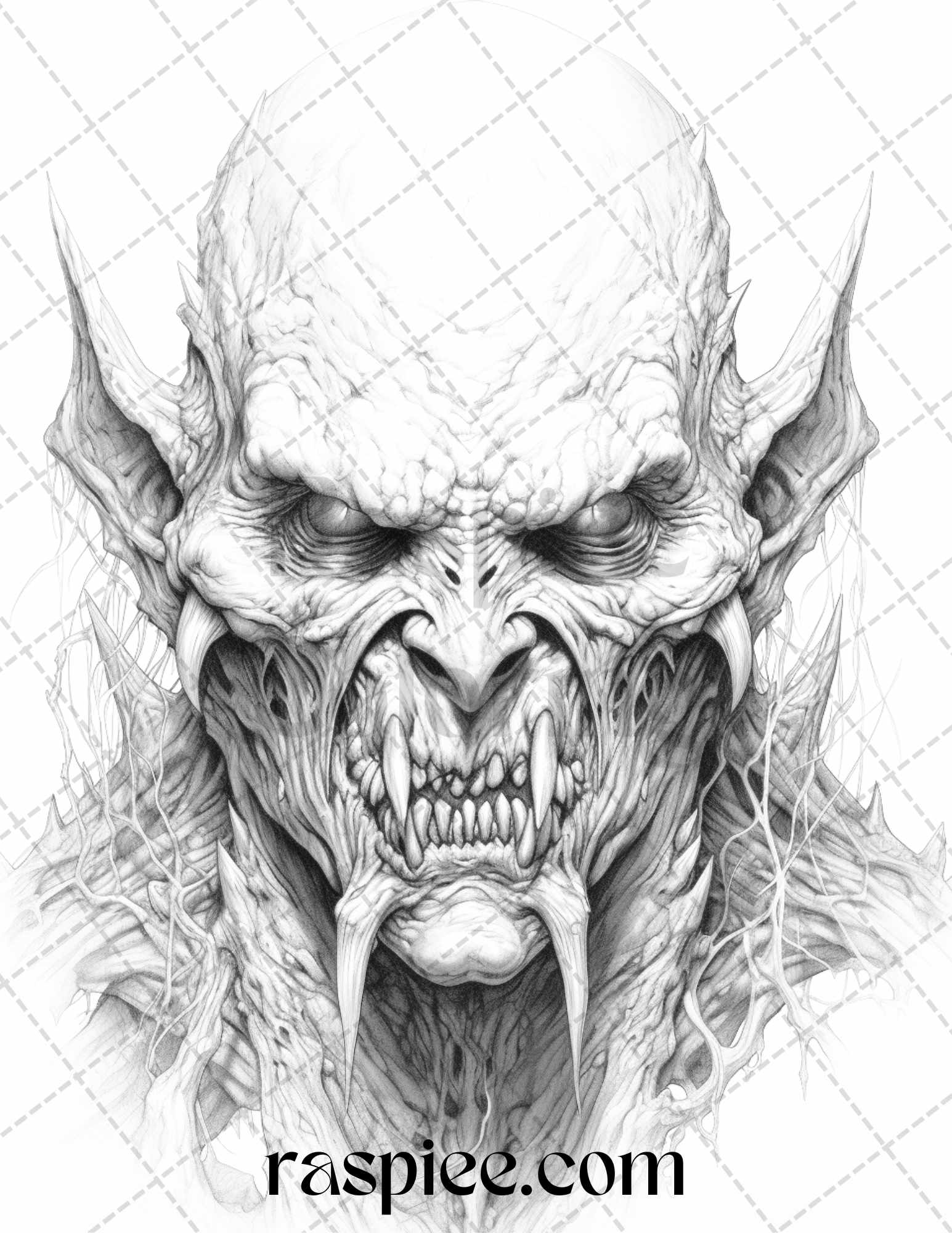 Fantasy demons grayscale coloring pages for adults printable pdf f â coloring