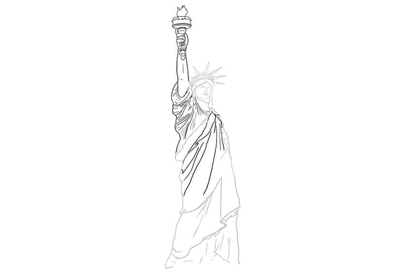 How to Draw the Statue of Liberty Tutorial Video and Coloring Page