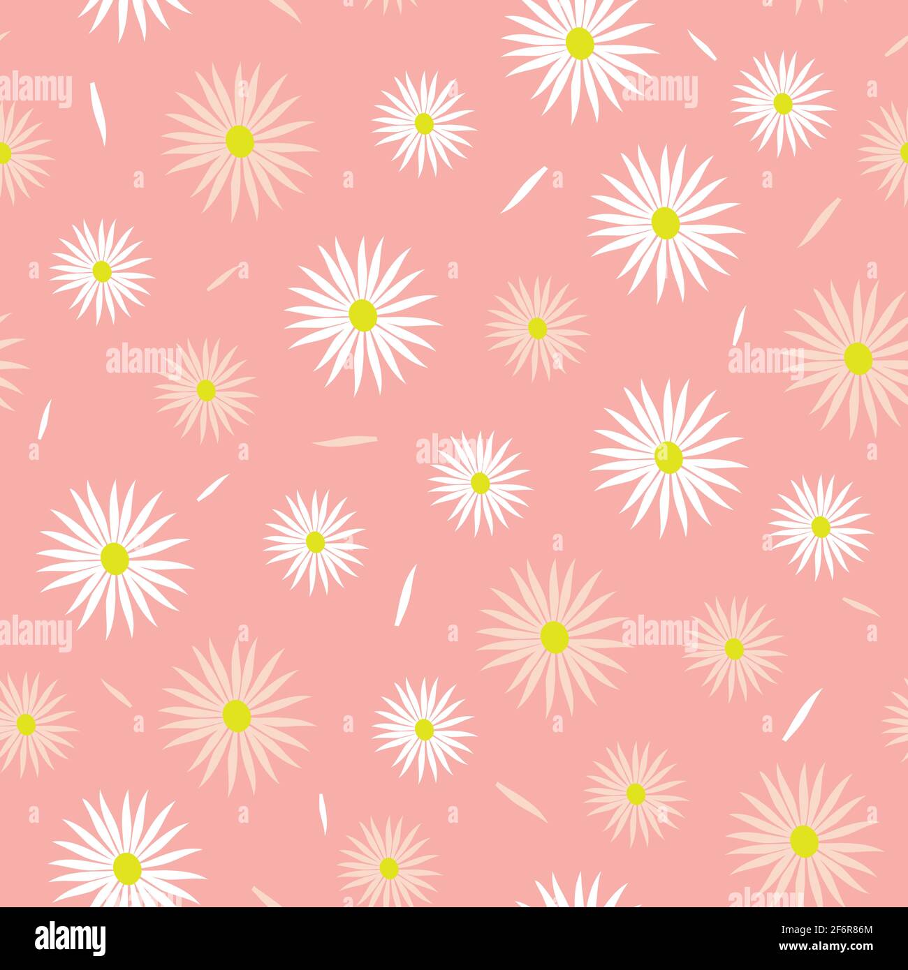 Seamless vector pattern with daisy on pink background simple floral wallpaper design girly flower repeat fashion tile stock vector image art