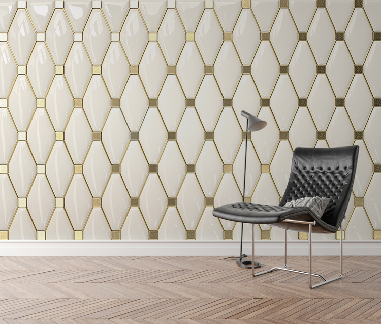 European simple design wall mural sticker luxury gold crystal rhombic stitching living room d wallpaper