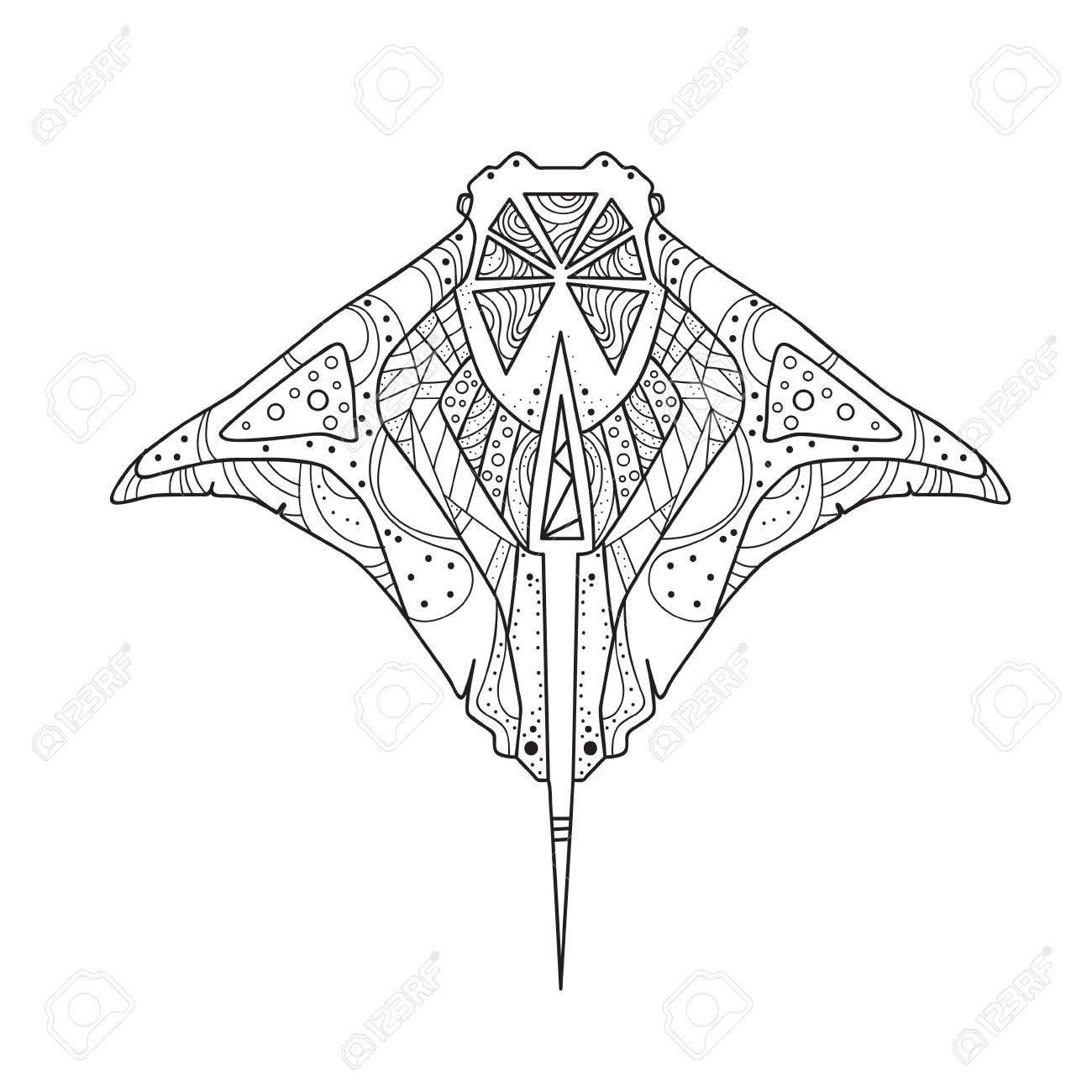 Skate hand drawing zentangle fish isolated vector illustration royalty free svg cliparts vectors and stock illustration image