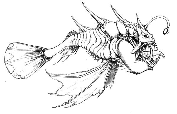 Hideous monster fish coloring pages color luna fish coloring page monster fishing animal stencil art