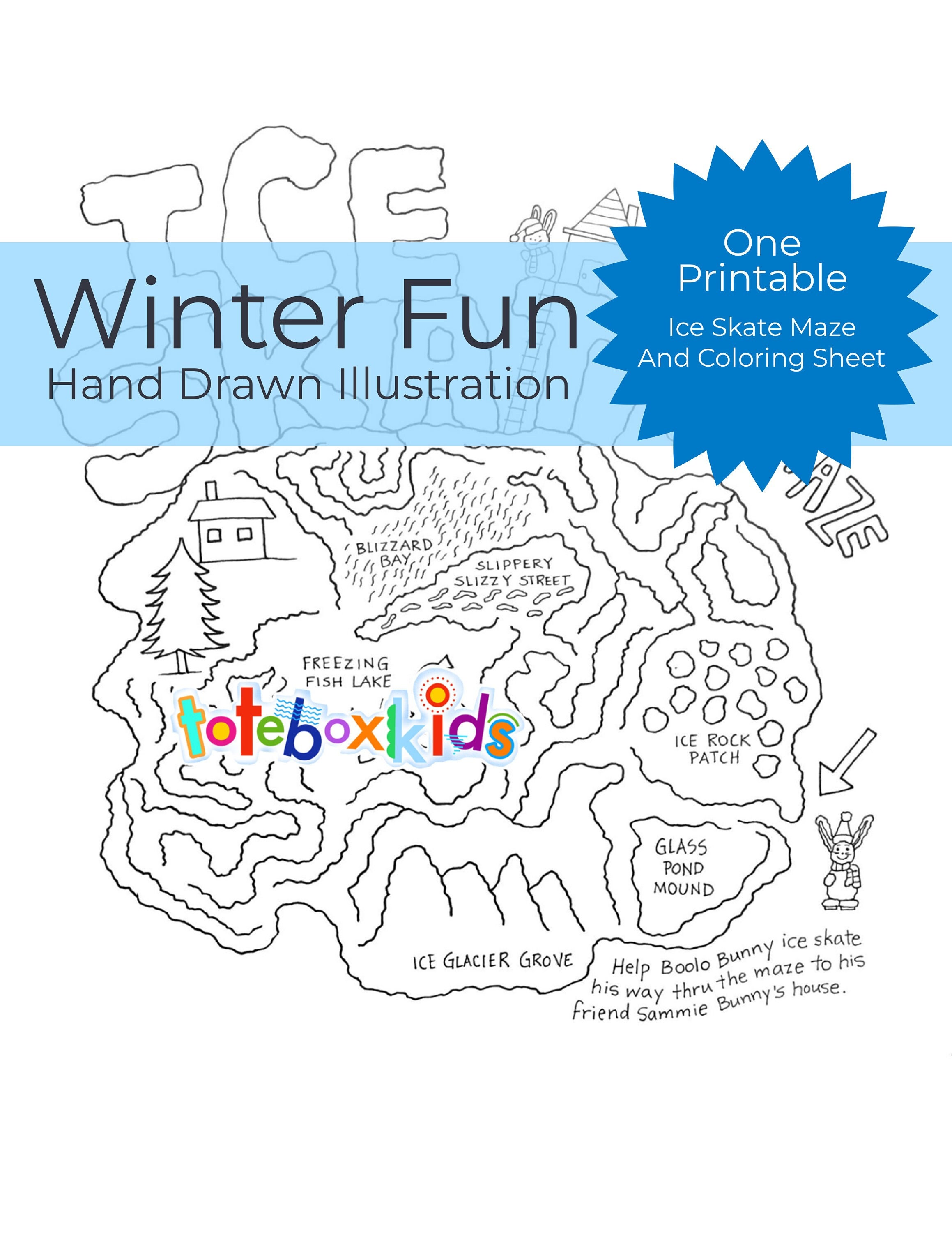 Ice skate maze and coloring sheet