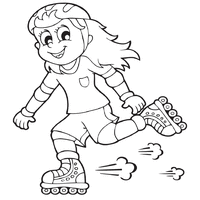 Girl on roller skates coloring pages