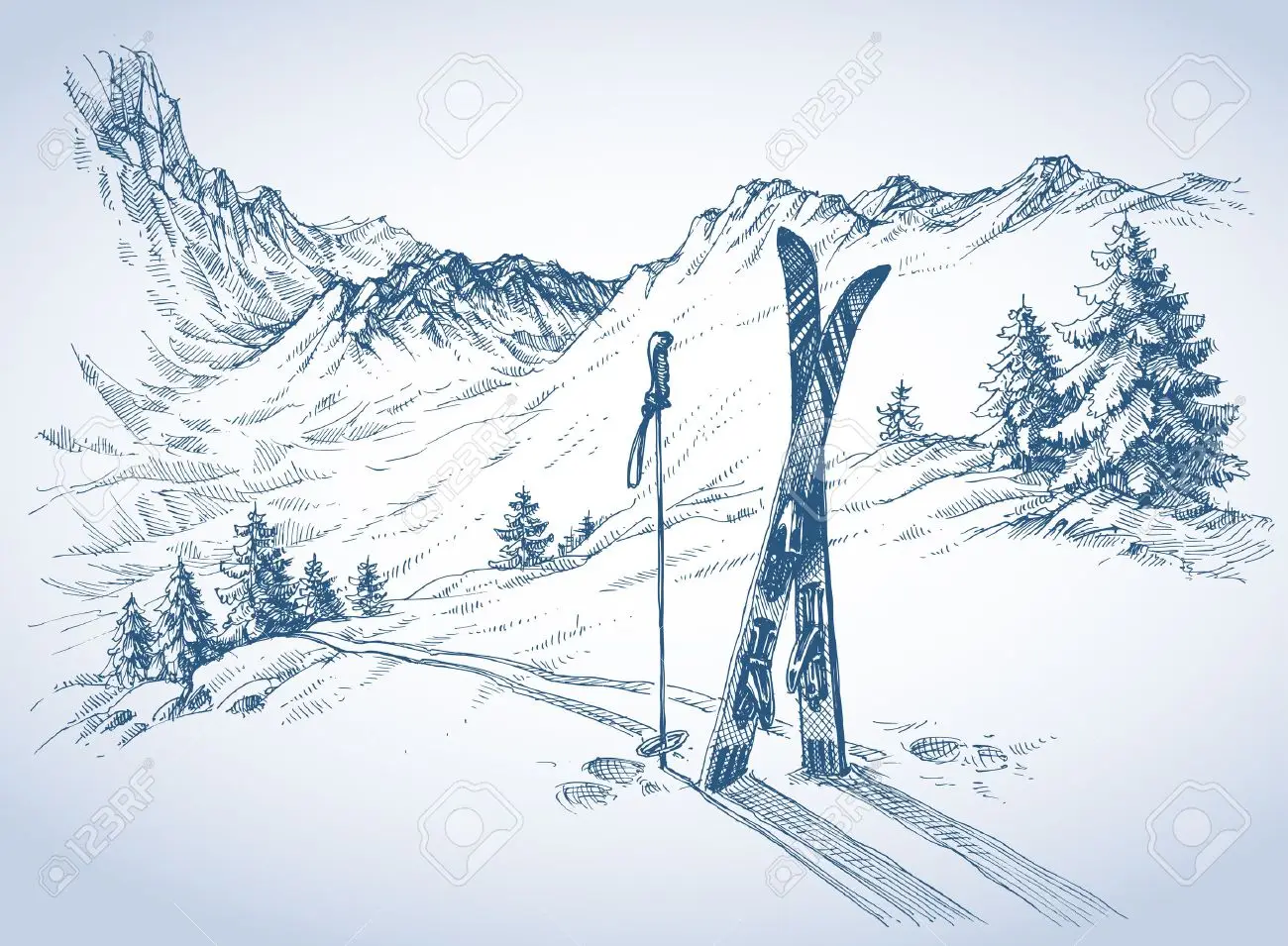Ski background mountains in winter season royalty free svg cliparts vectors and stock illustration image
