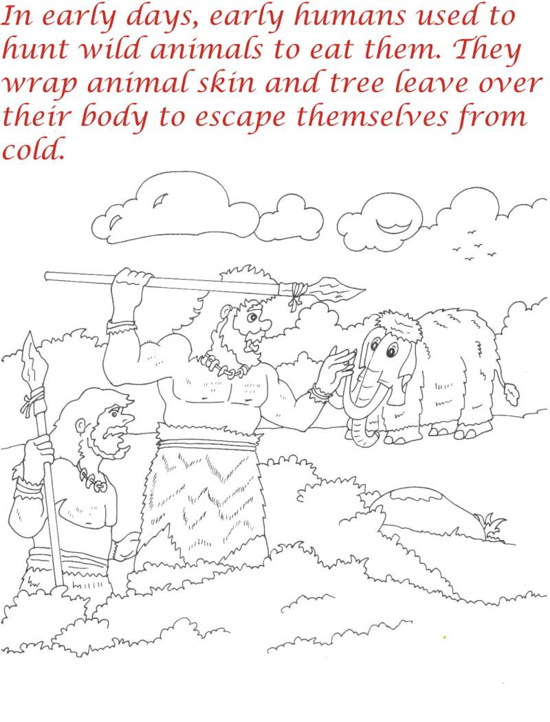 Early humans printable coloring page for kids