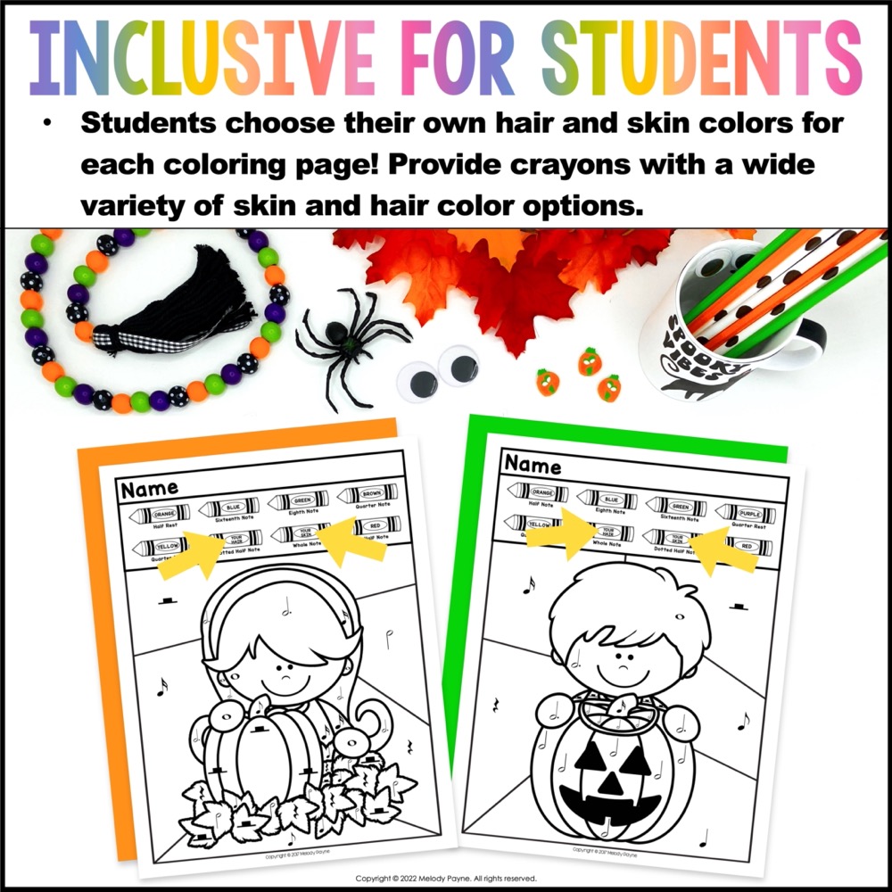 Halloween color by music coloring pages notes rests dynamics