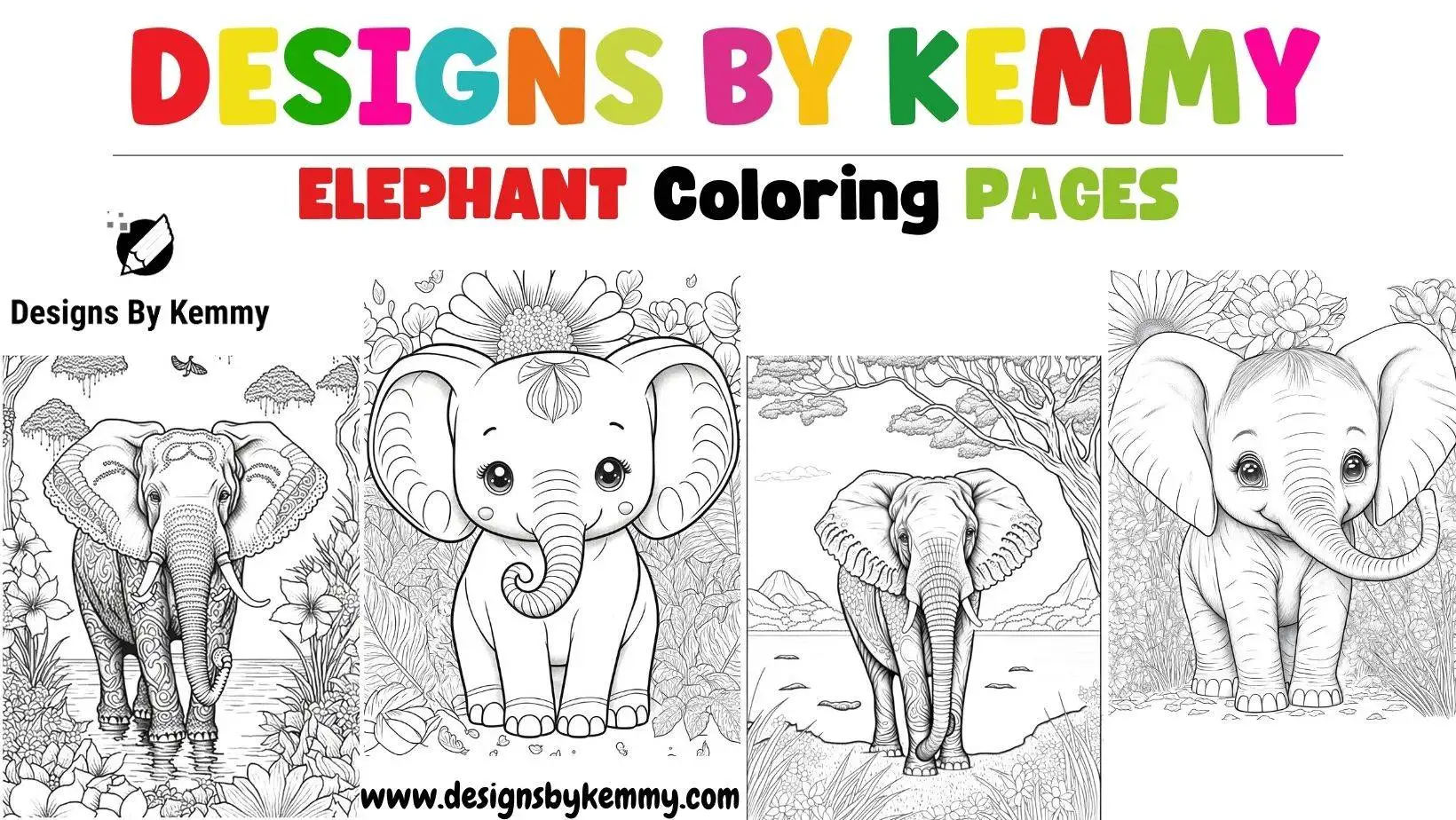 Elephant coloring pages for adults