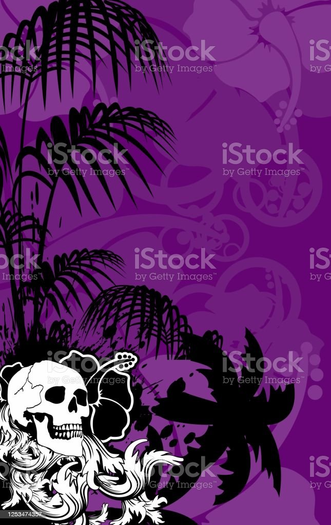 Skull graffiti tattoo wallpaper background stock illustration