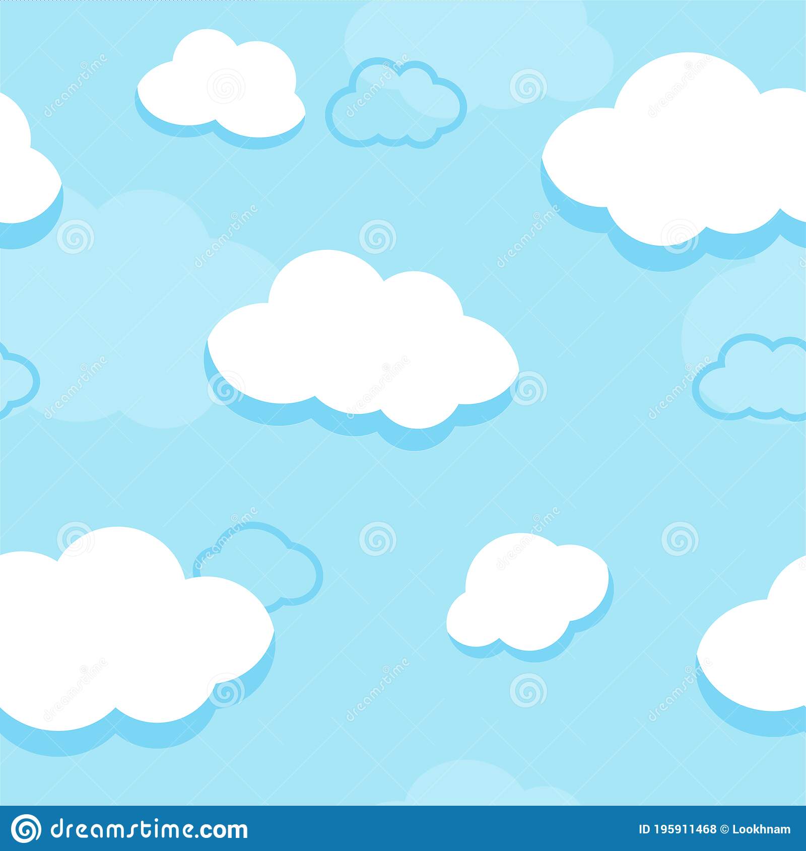 Cute cartoon cloud with light blue sky wallpaper for kid bedroom stock vector