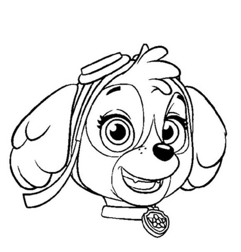 Skye paw patrol face coloring page