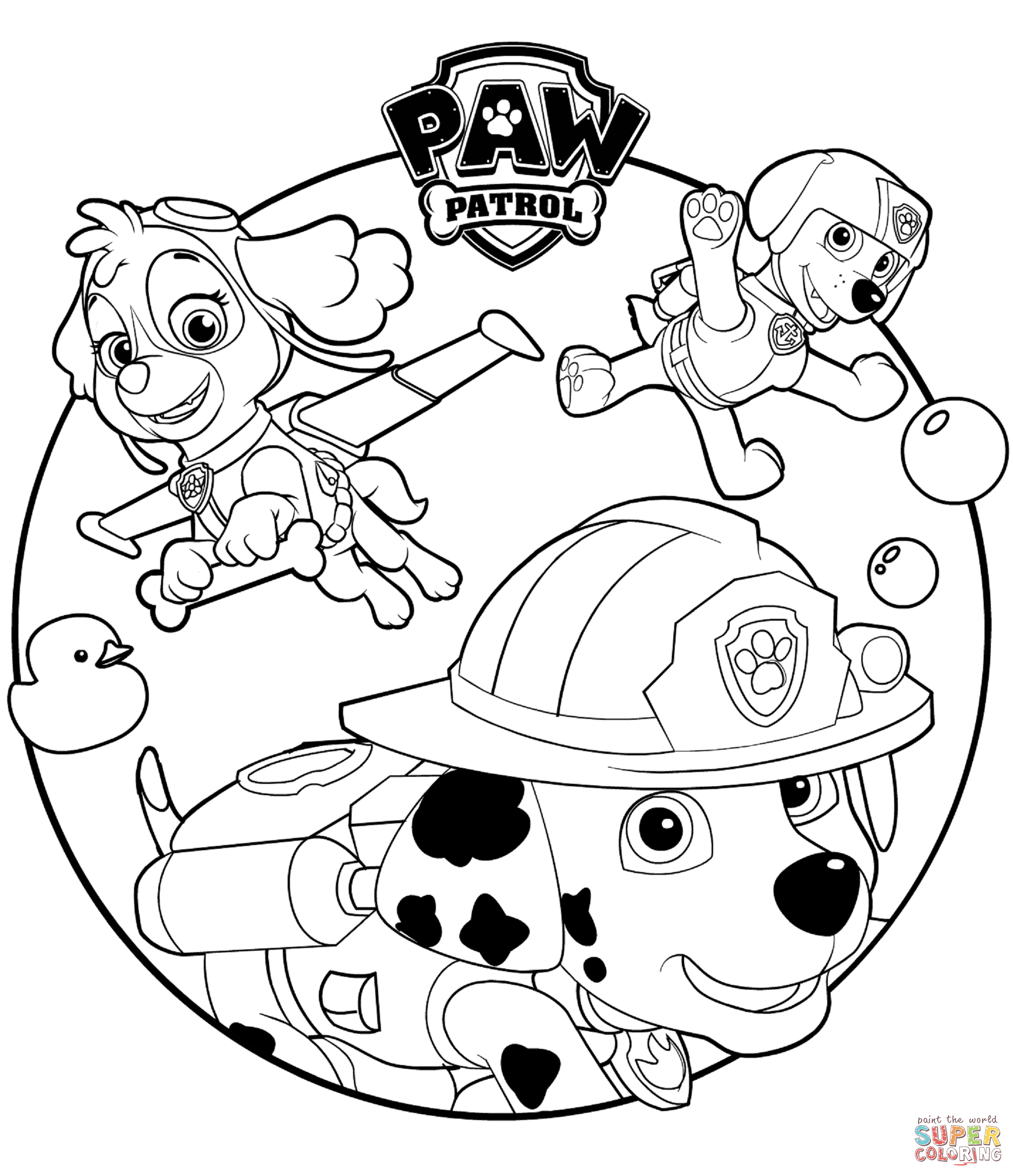 Skye marshall and rocky coloring page free printable coloring pages