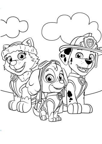 Everest marshall and skye coloring page free printable coloring pages