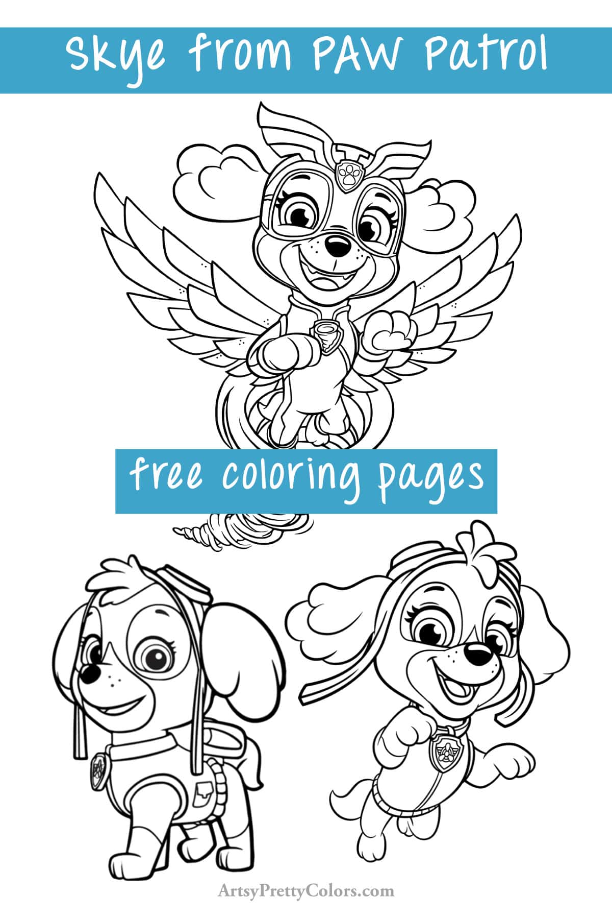Cute paw patrol skye coloring pages free