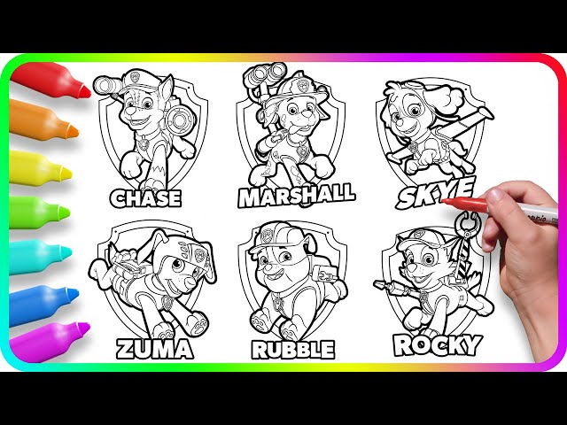 Coloring pages paw patrol how to draw paw patrol badges easy drawing tutorial art