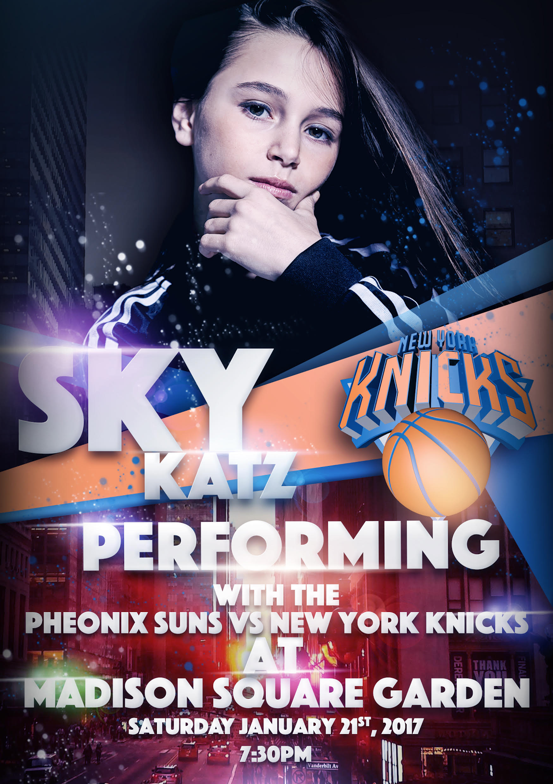 Sky katz to perform live at madison square garden during new york knicks vs phoenix suns saturday january st