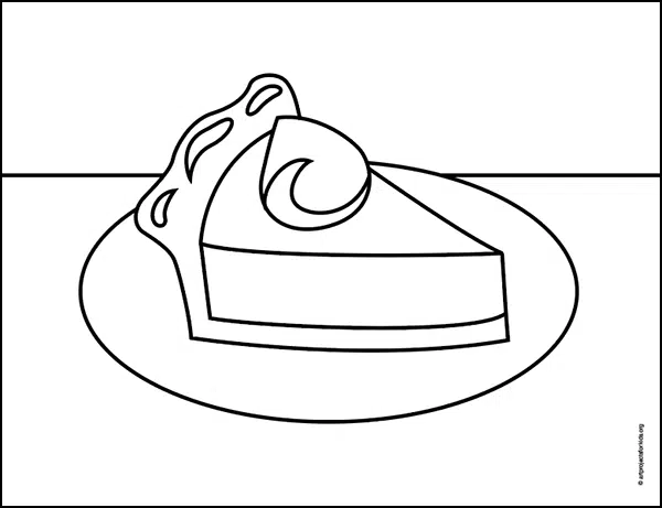 Easy how to draw pumpkin pie tutorial and pie coloring page