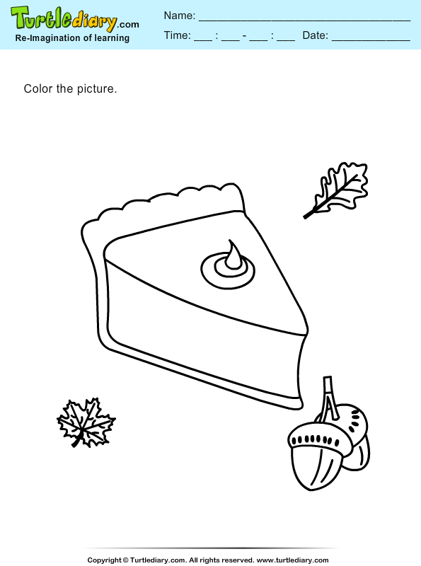 Pie slice coloring sheet turtle diary