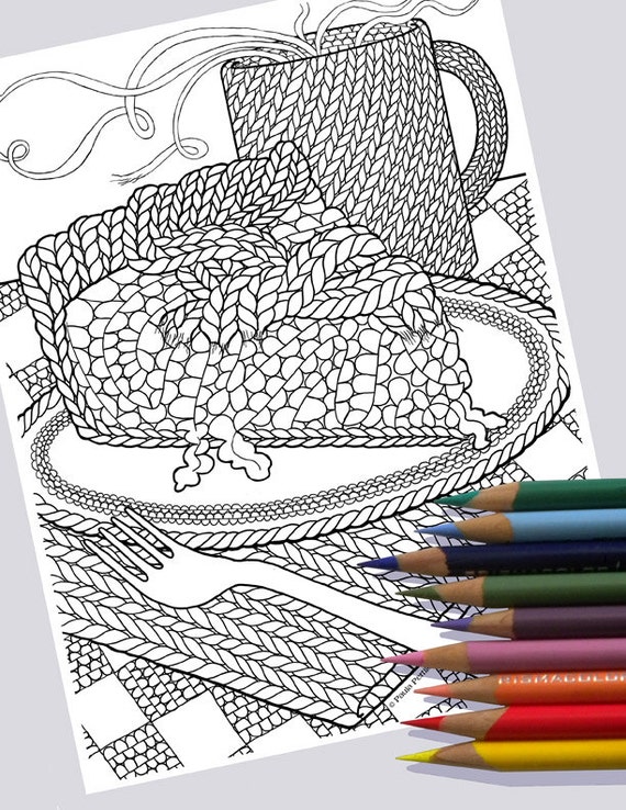 Knit pie slice coloring page printable coloring page drawing of knitting pdf pie art slice of pie