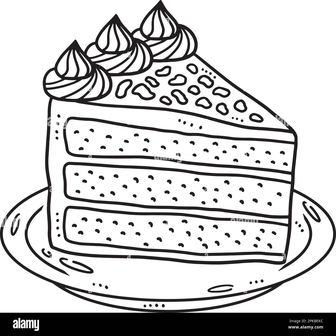 Slice cake isolated coloring page for kids stock vector image art