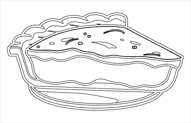 Premium vector a slice of apple pie outline isolated on white hand drawn vector cake piece