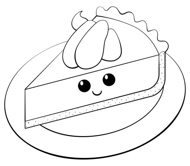 Piece of cake outline monochrome illustration stock illustration