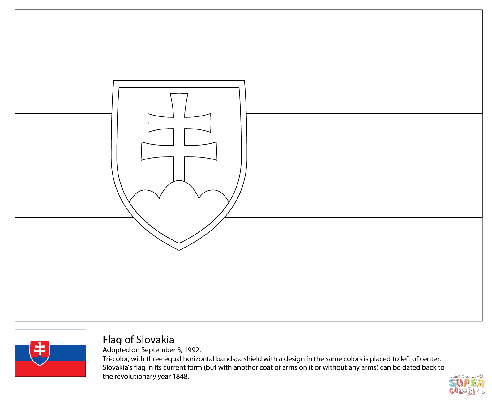 Flag of slovakia coloring page free printable coloring pages