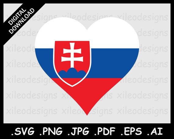 Slovakia heart flag svg slovak love shape country national flag digital icon symbol clipart vector cricut cut file png eps jpg jpeg pdf ai