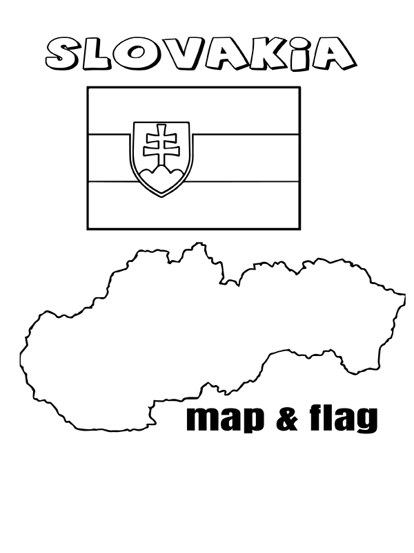 Slovakia flag and map fãrbung seite